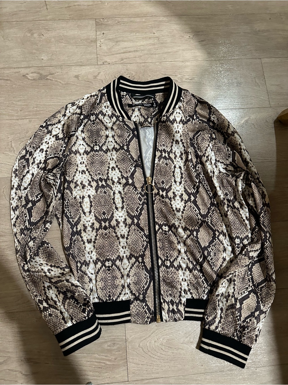 blanc noir Snake-Print Bomber Jacket - Beige & Black